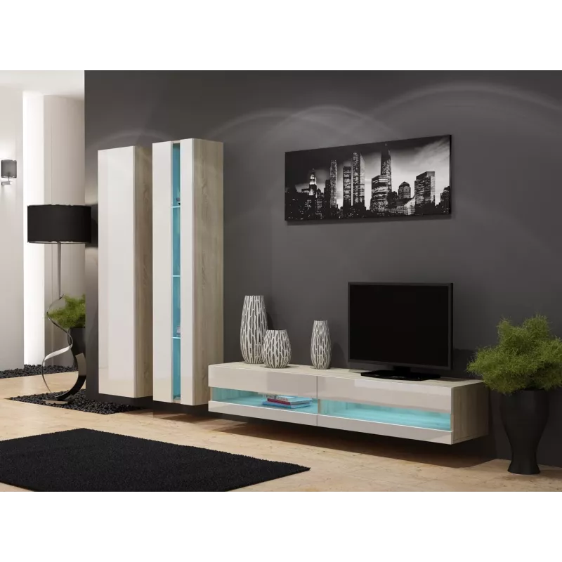Cama plauktu stends VIGO NEW 180/40/30 sonoma/balti spīdīgs