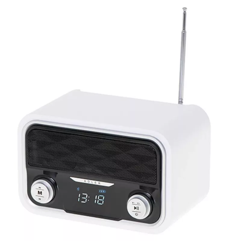 Adler AD 1185 — Pārnēsājams FM radio, Bluetooth 4.0, MP3, SD karte, AUX, 1800 mAh baterija, LCD displejs, uzlāde caur micro-USB
