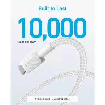 USB A uz USB C kabelis Anker A81H5G21 — 0,9 m, balts