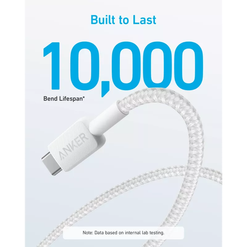 USB A uz USB C kabelis Anker A81H5G21 — 0,9 m, balts