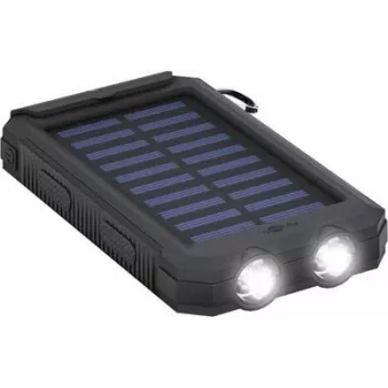 Wentronic goobay Outdoor PowerBank 8,0 - saules enerģijas ārējais akumulators - Li-Pol - 8000 mAh - 29,6 Wh - 2 A - 2 izejas pieslēgvietas (2 x USB) - kabelis: Micro-USB - melns (49216)