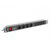 Strāvas sadales bloks LANBERG PDU-04E04I-0200-BK — 4× C13 ligzdas, 16 A, 220–250 V, 2 m kabelis, 1U horizontāls, melns
