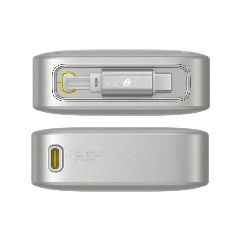 Powerbank Baseus OS Free2Pull 10000mAh 30W + kabelis (pelēks)