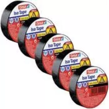izolācijas lente - komplekts Iso Tape 15 mm x 10 m 5 ruļļi melna (56192-00502-23)