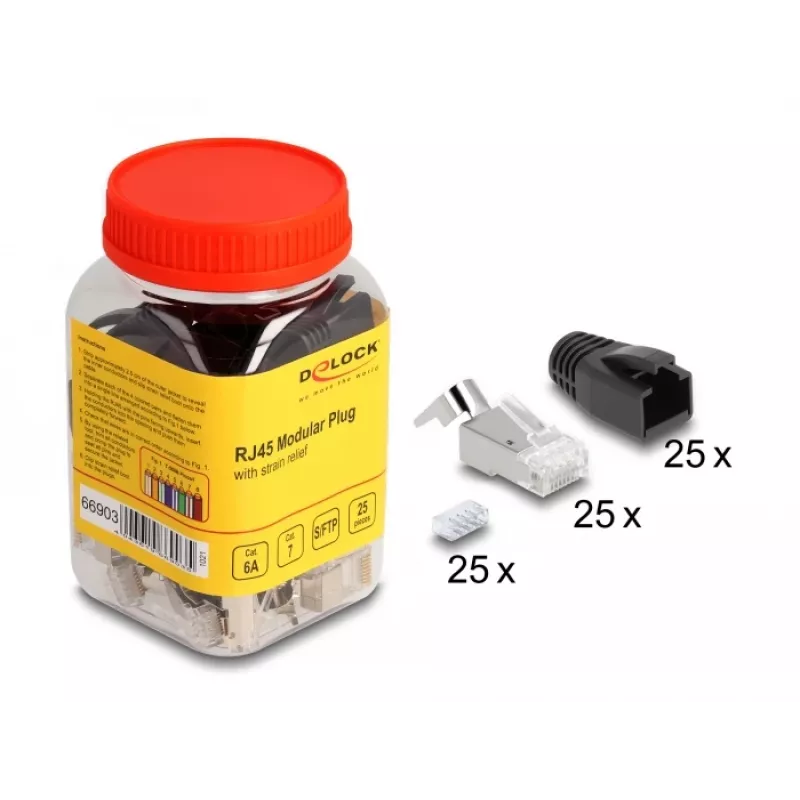 DeLOCK 66903 vadu savienotājs RJ-45, melns, metālisks, vīrišķais, 25 gab.