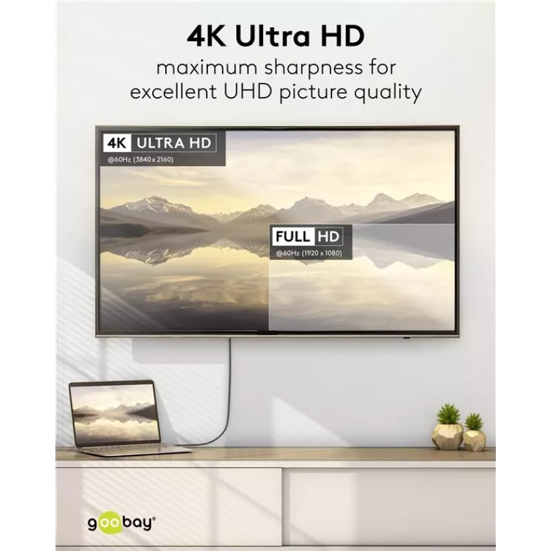USB-C uz DisplayPort kabelis GOOBAY 75704, 1 m, līdz 4K@60Hz