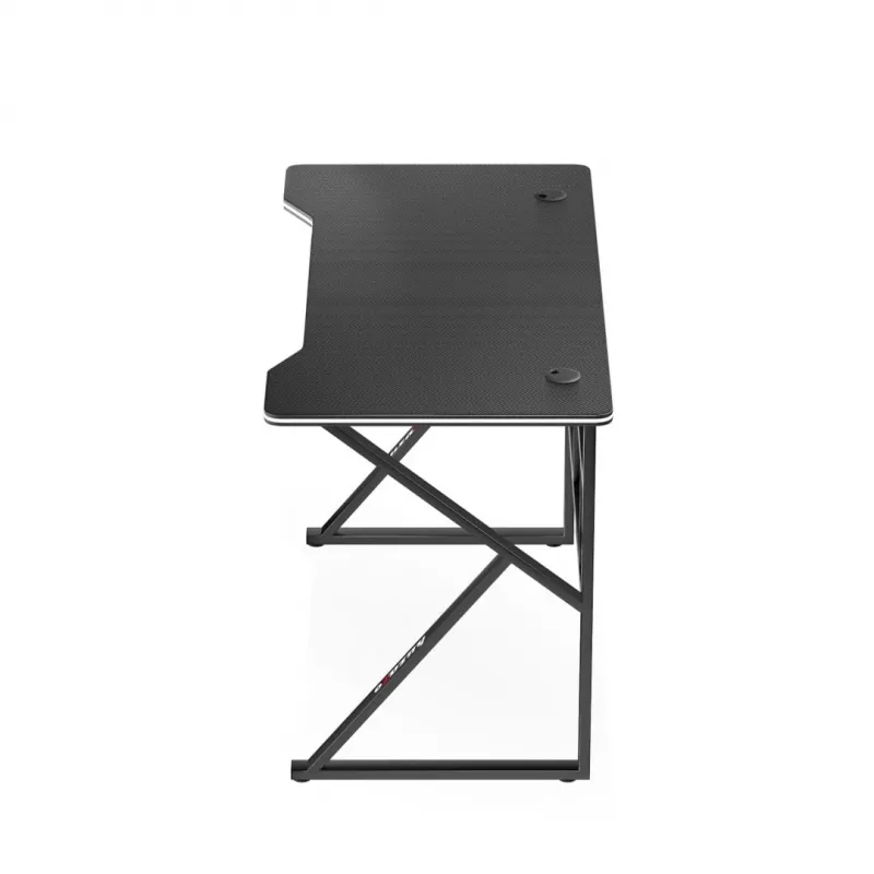 Spēļu galds huzaro Hero 1.6 Melns — taisns MDF/oglekļa galda virsma 1200×600×750 mm, metāla rāmis