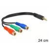 Audio kabelis DeLOCK 62499 0,24 m, 3,5 mm uz 3 x RCA, melns