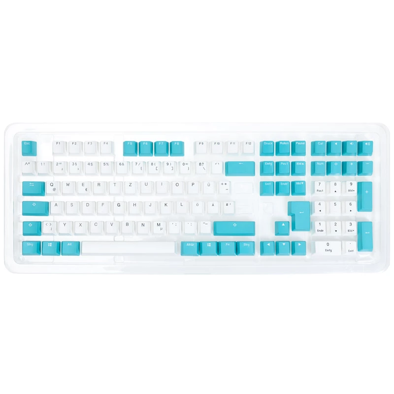 Ducky Keycap Set, PBT, ISO (DE) - balts/zils