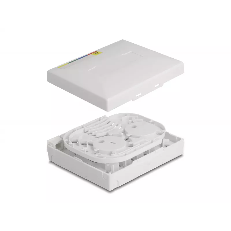DeLOCK optiskās šķiedras pieslēguma kārba FTTH sienas montāžai 4 x SC Simplex LC Duplex balta