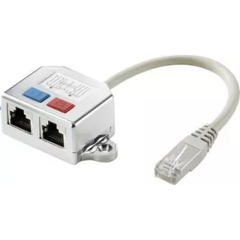 Renkforce RJ45 tīkla T veida adapteris CAT 6 [2x RJ45 ligzda — 1x RJ45 spraudnis] 15,00 cm metāls (RF-4538138)