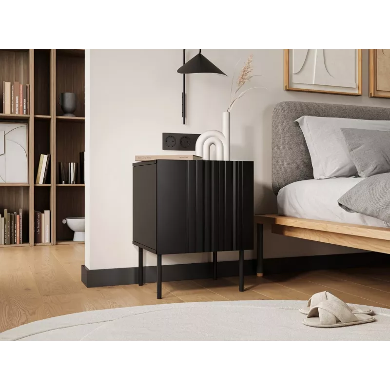 Nakts skapīšu komplekts 2 gab. Cama Meble ISLA 44,5×40×59 cm melns matēts MDF/skaidu plātne