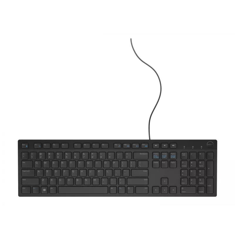 Vadu pilna izmēra tastatūra Dell KB216 — QWERTY ziemeļvalstu izkārtojums, melna, USB