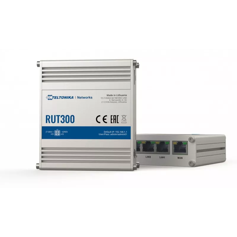 TELTONIKA RUT300 Industriālais vadu maršrutētājs 5X RJ45 100MB/s