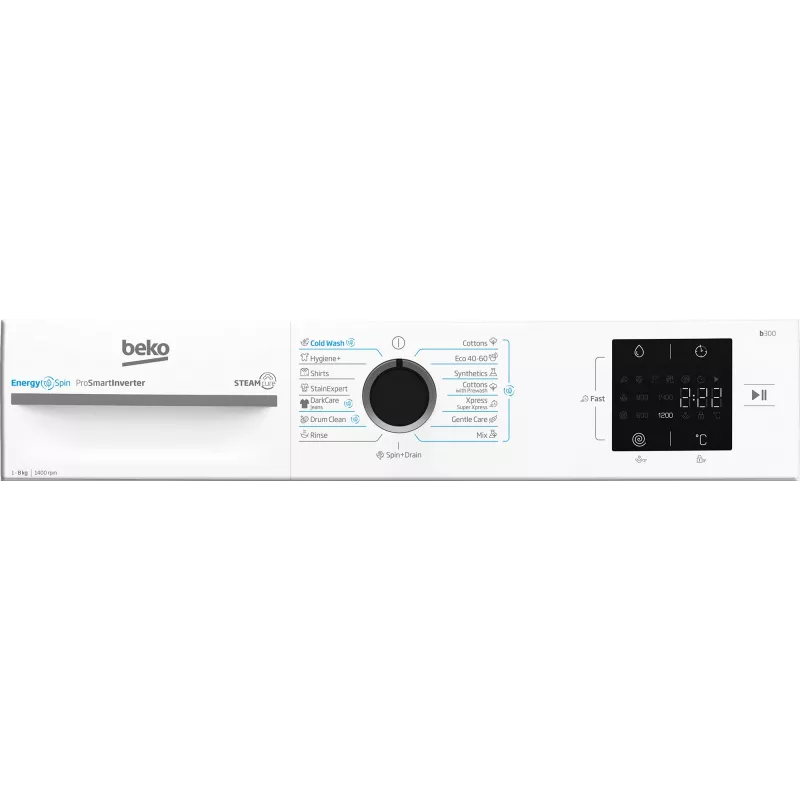 BEKO veļas mazgājamā mašīna BM3WFSU38413WB, 8 kg, enerģijas klase A, 51.8 cm, 1400 apgr./min, invertora motors
