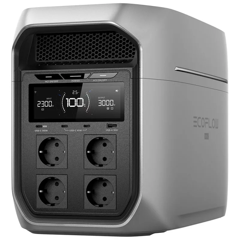 Portatīva spēkstacija EcoFlow Delta 3 Max Plus 2048Wh 1800W – baterijas rezerve un elektroapgāde ārpus tīkla