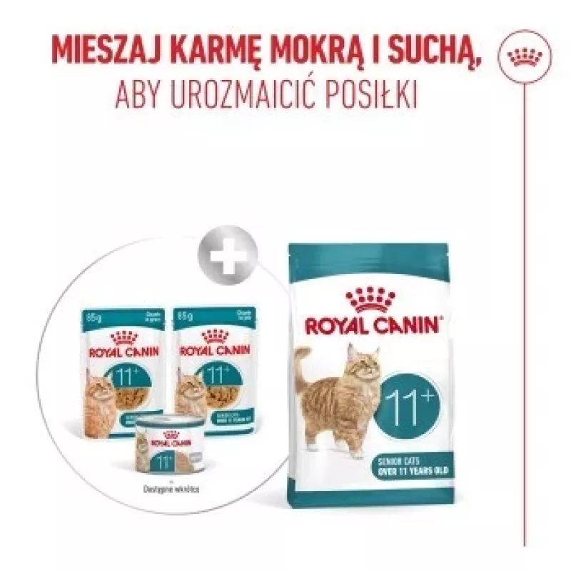 Mitrā kaķu barība Royal Canin FHN Ageing 11+ Gravy 12 × 85 g – pilnvērtīga mitrā barība senioriem paplātītēs