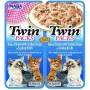 Mitra kaķu piedeva INABA Twin Tuna ar vistu un krabju nagiņiem buljonā 2x40 g paciņas, zivju garša, 86.5% mitruma