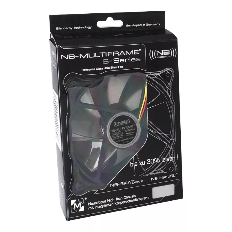 NoiseBlocker Multiframe M12-P 120 mm datora korpusa ventilators, 2000 RPM, 133 m³/h, 4,5 V, melns