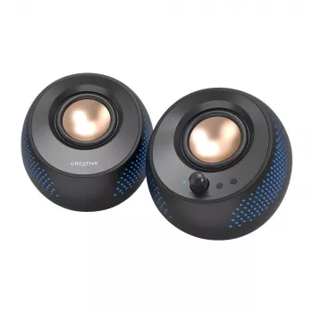 CREATIVE Pebble X 2.0 USB-C datora skaļruņi ar regulējamu RGB apgaismojumu, Bluetooth 5.3, USB audio, līdz 15 W RMS jaudai, PC un Mac