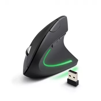 Bezvadu pele ESPERANZA EM133 — ergonomiska labā roka, 1600 DPI, 6 pogas, 2,4 GHz USB nano uztvērējs, 10 m diapazons, melna