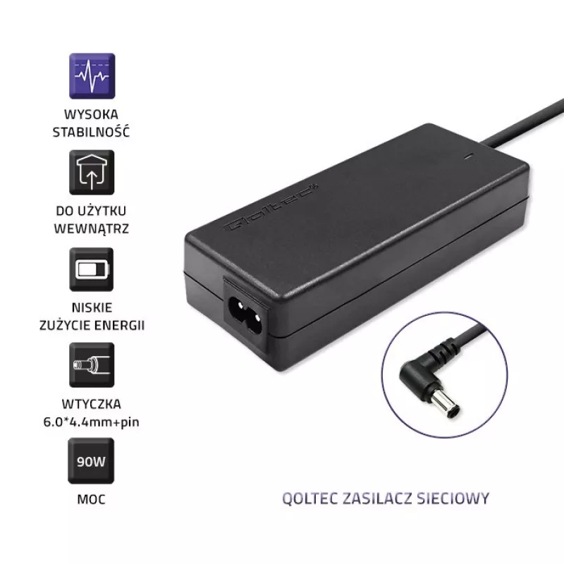 Qoltec 50088.90W strāvas adapteris iekštelpām Melns