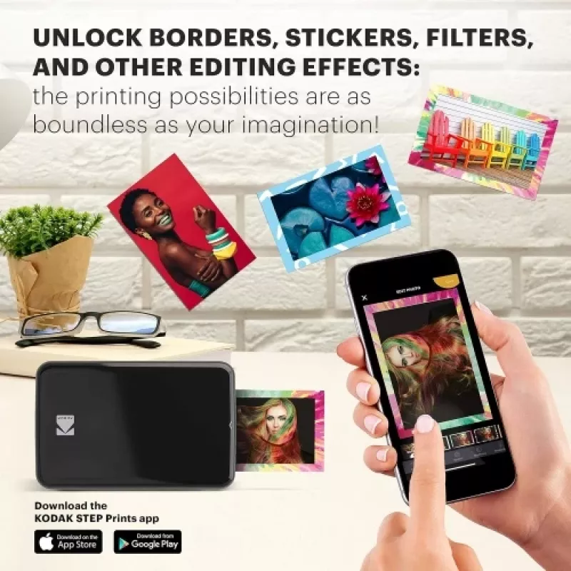 Kodak STEP Instant Mobile Photo printer Colour ZINK 2x3'' 1 ppm, Bluetooth, Melns