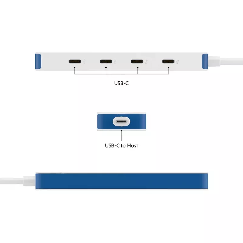 Hyper HyperDrive Flex 4 Portu USB-C Centrmezgls, Balts/Zils | HD5201BUGL
