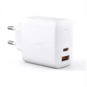 Sienas lādētājs Aukey PA-B3 balts GaN 65 W USB-C / USB-A ātrā lādētāja