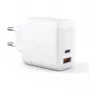 Sienas lādētājs Aukey PA-B3 balts GaN 65 W USB-C / USB-A ātrā lādētāja