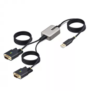 StarTech.com 13 pēdas (4 m) 2 portu USB–RS232 adaptera kabelis, maināmas DB9 skrūves/uzgriežņi, COM porta atkārtota piešķiršana, USB-A uz DB9 RS232, FTDI, 4. līmeņa ESD aizsardzība, Windows/macOS/ChromeOS/Linux – izturīga TPE konstrukcija