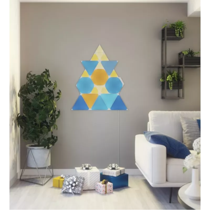 Triangle LED panel lights Nanoleaf NL47-0002TW-9PK — set of 9 RGB wall-mounted panels, AC powered, balta