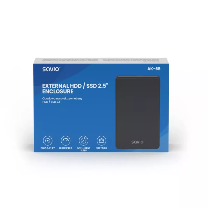 HDD/SSD korpuss SAVIO AK-65 Melns 2,5 collu SATA USB 3.0 5 Gbit/s Micro-USB