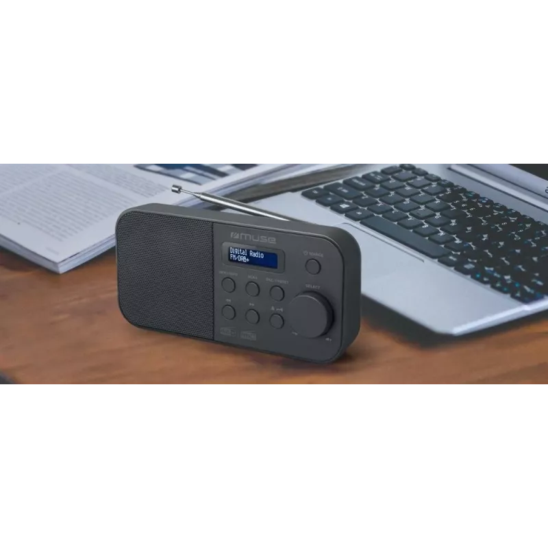 Muse M-109DB pārnēsājams radio, DAB+/FM PLL, LCD displejs, modinātājs, baterijas/tīkls, melns