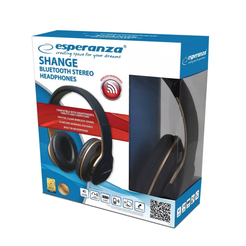 Esperanza EH220 Bluetooth austiņas ar galvas stīpu, melnas