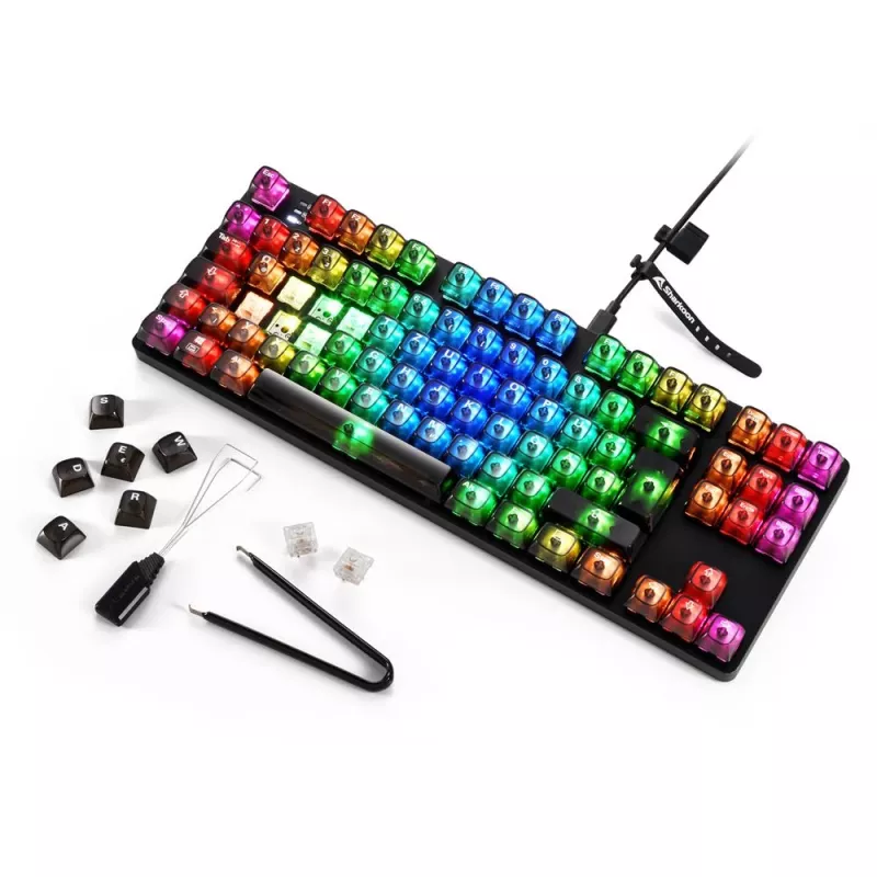 Mehāniskā spēļu tastatūra Sharkoon Crystal Shark Melns DE ar RGB apgaismojumu