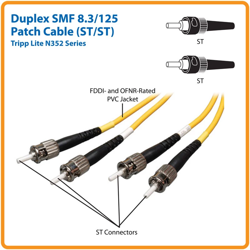 Tripp Eaton Tripp Lite Series Dupleksais vienmoda 9/125 optiskās šķiedras komutācijas kabelis (ST/ST)