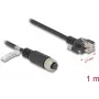 Tīkla kabelis DeLOCK M12 kabelis ar A kodu, 8 kontaktu sievišķā spraudnis uz RJ45 spraudni, Cat5e, 1 m, melns