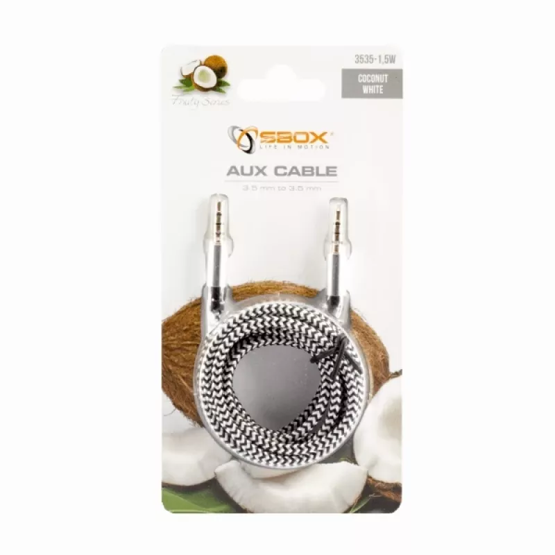 Sbox 3535-1.5W AUX kabelis 3.5mm uz 3.5mm Kokosriekstu balts
