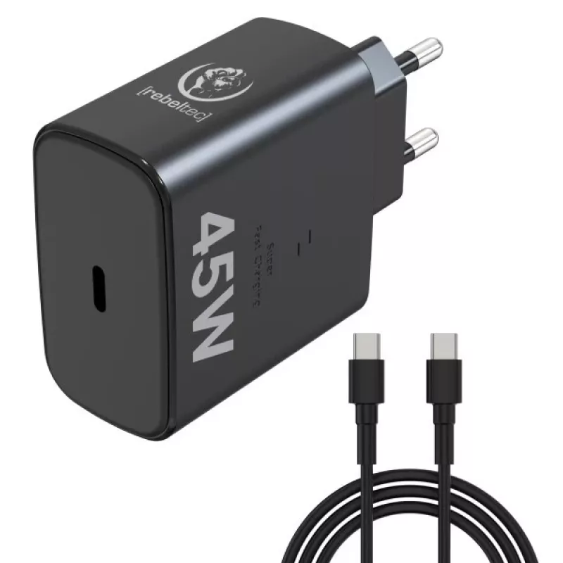 Rebeltec Ātrais lādētājs USB-C RBLAKT00026 45W piezīmjdatoriem un tālruņiem