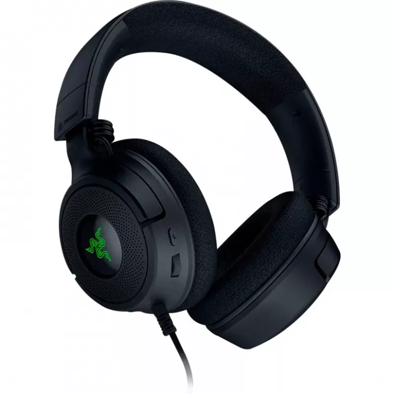 Razer Kraken V4 X - Vadu savienojamas PC spēļu austiņas (TriForce 40 mm draiveri, ievelkams kardioīds mikrofons, 7.1 telpiskā skaņa, Chroma RGB, PC, konsolei un tālrunim)