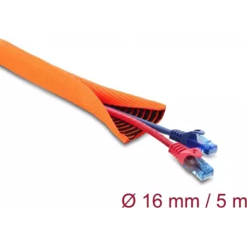Kabeļu aizsarguzmava pašnoslēdzoša divslāņu DELOCK 5 m × 16 mm, oranža