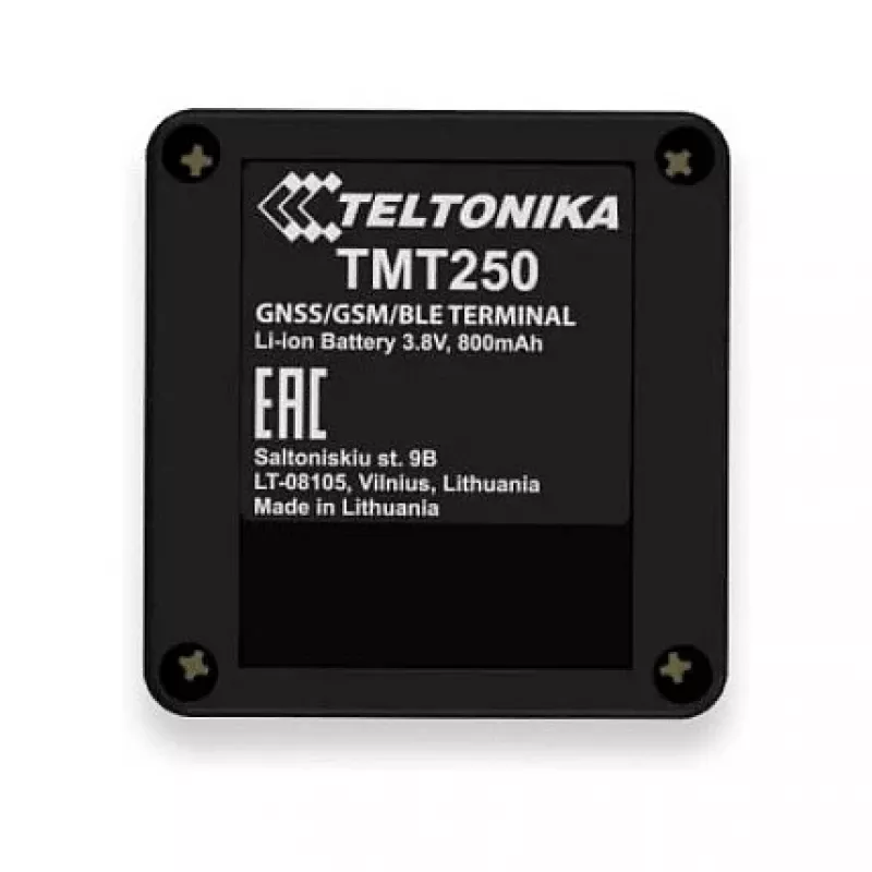 GPS personāla izsekotājs Teltonika TMT250 — melns, 0,128 GB atmiņa, Li‑Ion 3,8 V, līdz 8 stundām akumulators