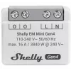 Viedais relejs Shelly Relay EM Mini Gen4 1 kanāla Wi‑Fi Matter Zigbee Bluetooth 8A, 110–240V, enerģijas skaitītājs