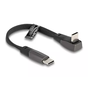 DeLOCK USB 2.0 plakanā lentes kabelis USB Type-C vīrišķais uz USB Type-C vīrišķais leņķveida PD 3.0 60 W 14 cm melns