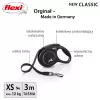 Izvelkamā siksna Flexi New Classic Cat XS 3 m — auklas pavada maziem mājdzīvniekiem, melna, maksimālā slodze 8 kg