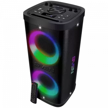 Pārnēsājams skaļrunis SVEN PS-930, melns, jauda 2x75W (RMS), TWS, Bluetooth, FM, USB, microSD, LED displejs, litija baterija