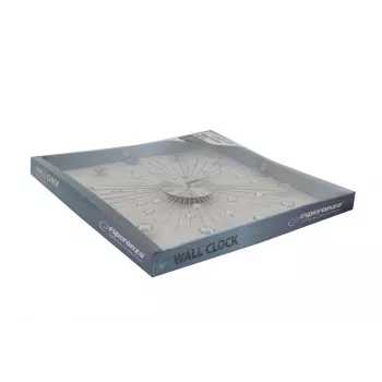 Sienas pulkstenis ESPERANZA EHC002 — mehānisks apaļš, 50 cm diametrs, 25 mm dziļums, alumīnija rāmis, stikla pārsegs, nerūsējošā tērauda apdare