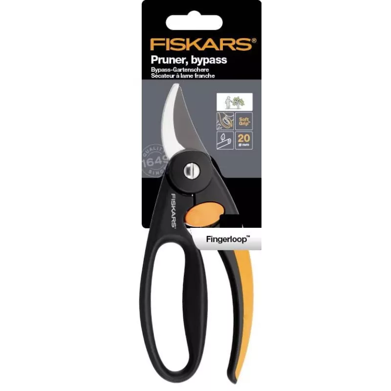 Atzarošanas šķēres Fiskars 111440 Bypass Melns — Fiskars 1001534 (Rokas zaru šķēres, apvedtipa, melnas)