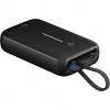 Powerbank 20.000 mAh, integrēts USB-C kabelis 13 cm, 30 W (melns, 20 Ah, 1x USB-A, 2x USB-C, PD, QC)